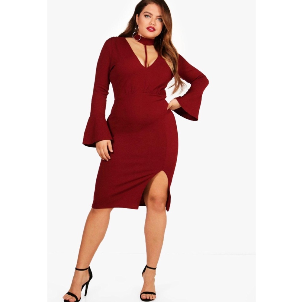 Boohoo Plus Louise Choker Strap Detail Wrap Dress